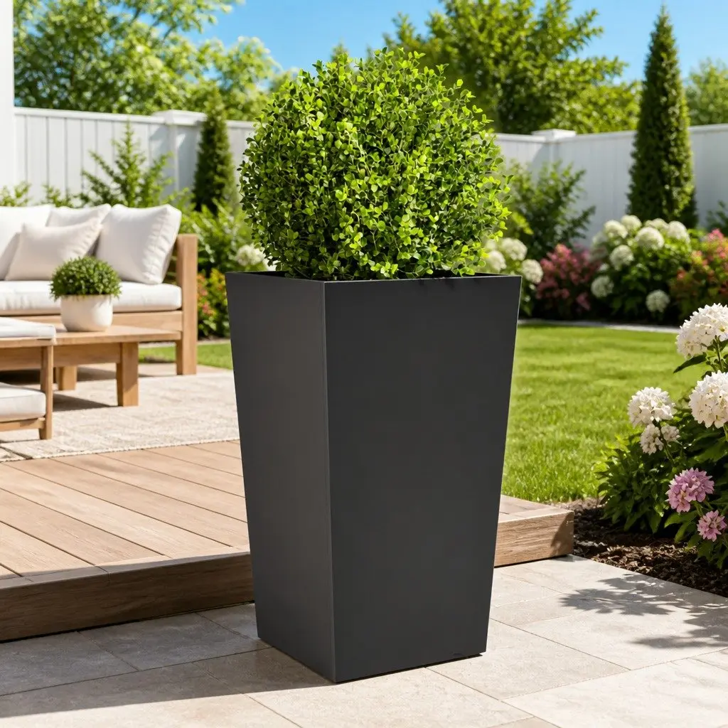 Garden Planter Steel Tall 45 x 45 x 75 cm Black