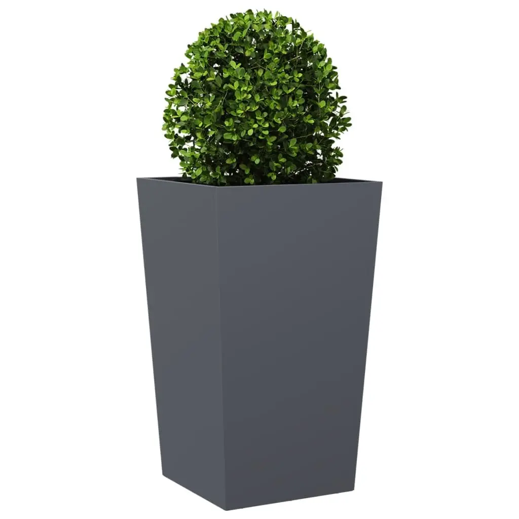 Steel Garden Planter 45x45x75cm Anthracite Outdoor Pots for Flowers Plants