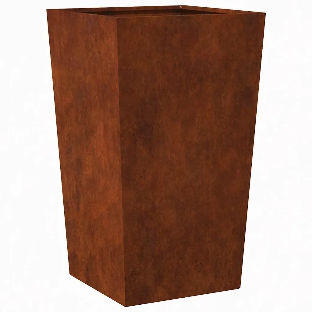 Garden Planter Weathering Steel 45x45x75 cm Silver Outdoor Flower Pot Raised Bed