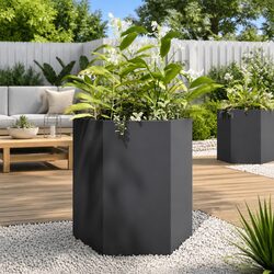 Functional Black Hexagon Garden Planters 2 pcs for Home Use