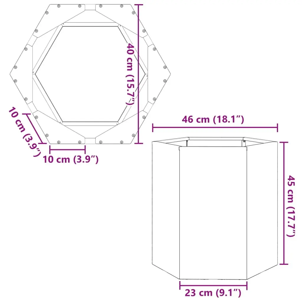 Garden Planters 2 pcs Hexagon Anthracite Raised Outdoor Flower Planter Pot