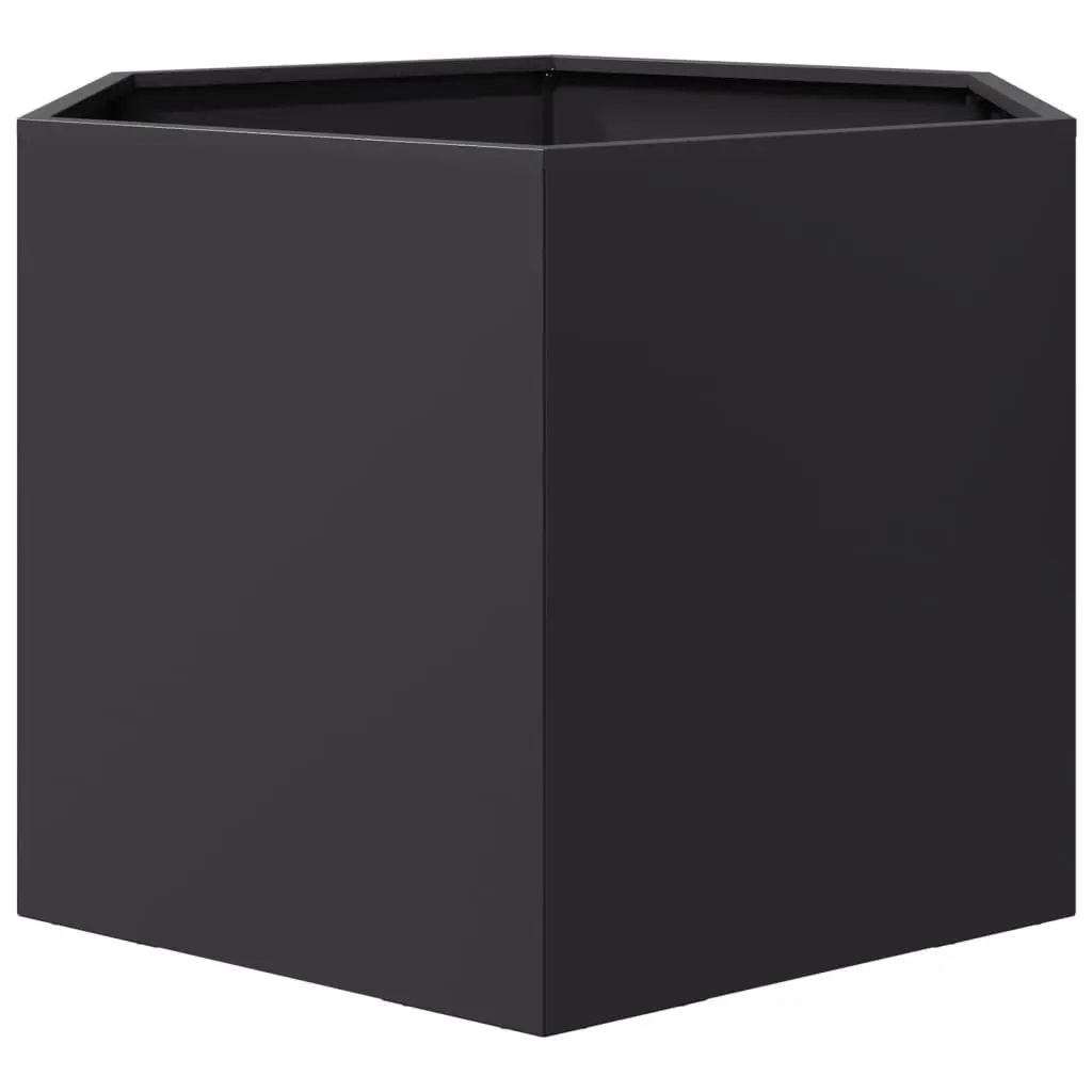 Garden Planter Hexagon Black Raised Bed Outdoor Flowers Plants Steel 69x60x45cm