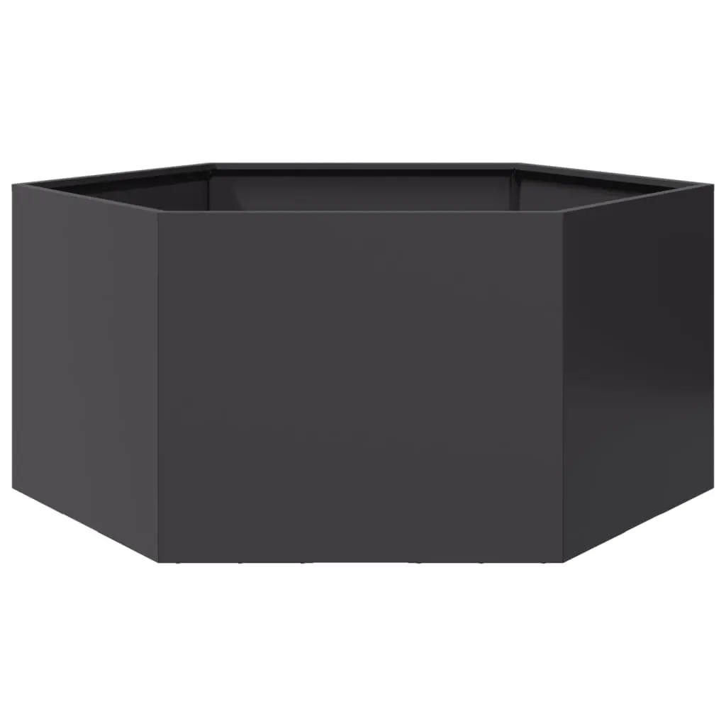 Garden Planter Steel Hexagon Black Raised Bed 104 x 90 x 45 cm Outdoor Flowers Plants Vegetables Herbs