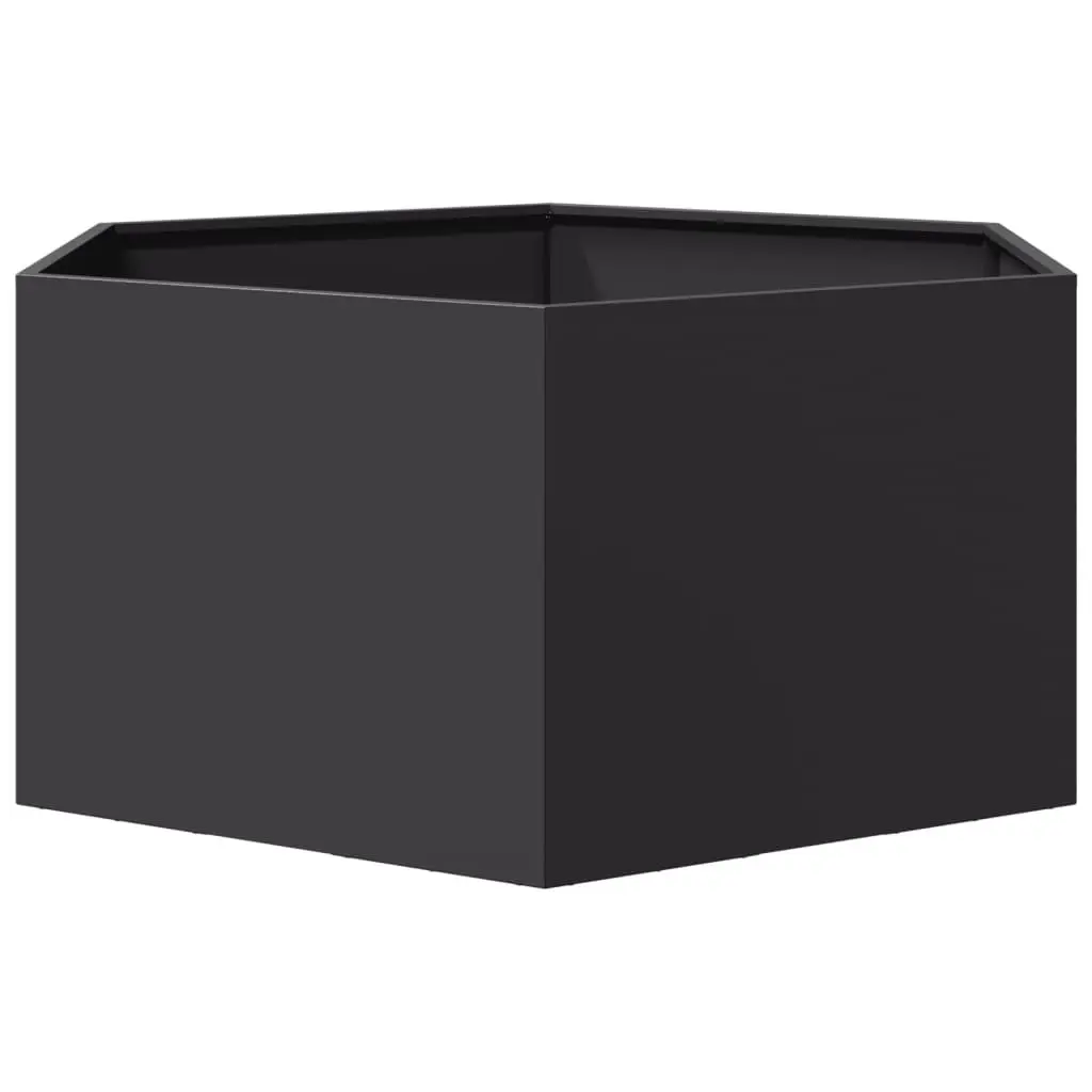 Garden Planter Steel Hexagon Black Raised Bed 104 x 90 x 45 cm Outdoor Flowers Plants Vegetables Herbs