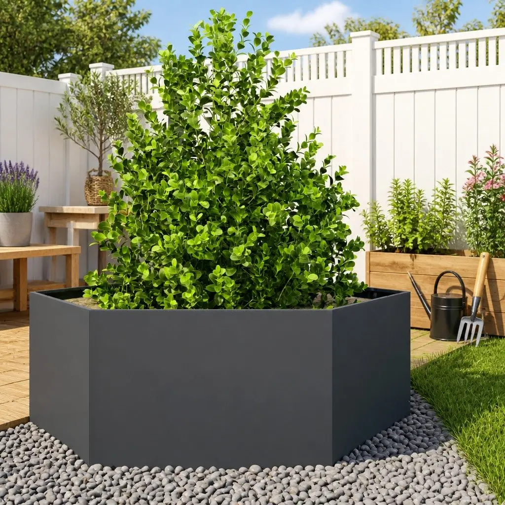 Garden Planter Steel Hexagon Anthracite 138 x 120 x 45 cm Outdoor