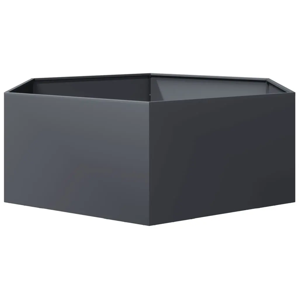 Garden Planter Steel Hexagon Anthracite 138 x 120 x 45 cm Outdoor