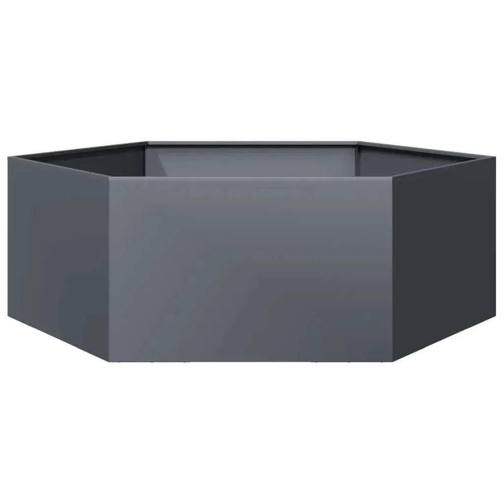 Garden Planter Steel Hexagon Anthracite 138 x 120 x 45 cm Outdoor