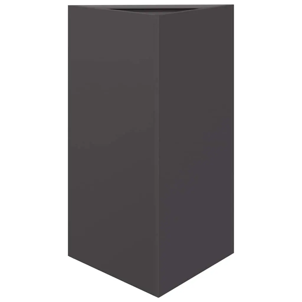 Triangular Planter Black Steel Outdoor 50x43x75cm for Gardens Balconies Patios