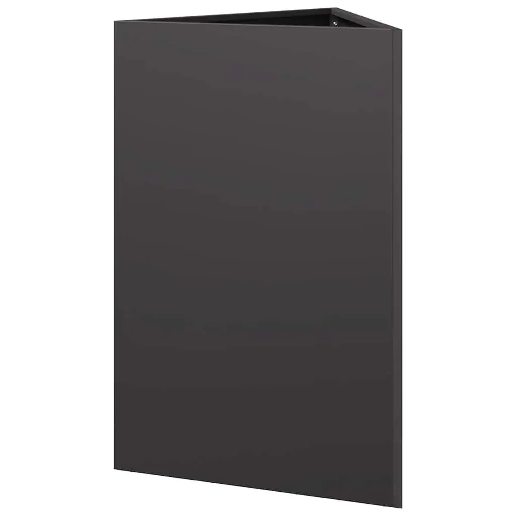 Triangular Planter Black Steel Outdoor 50x43x75cm for Gardens Balconies Patios