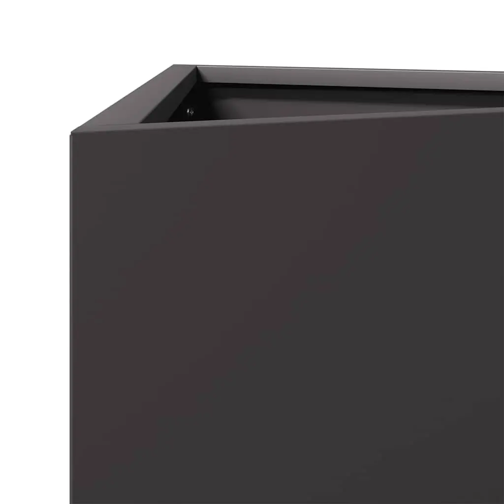 Triangular Planter Black Steel Outdoor 50x43x75cm for Gardens Balconies Patios