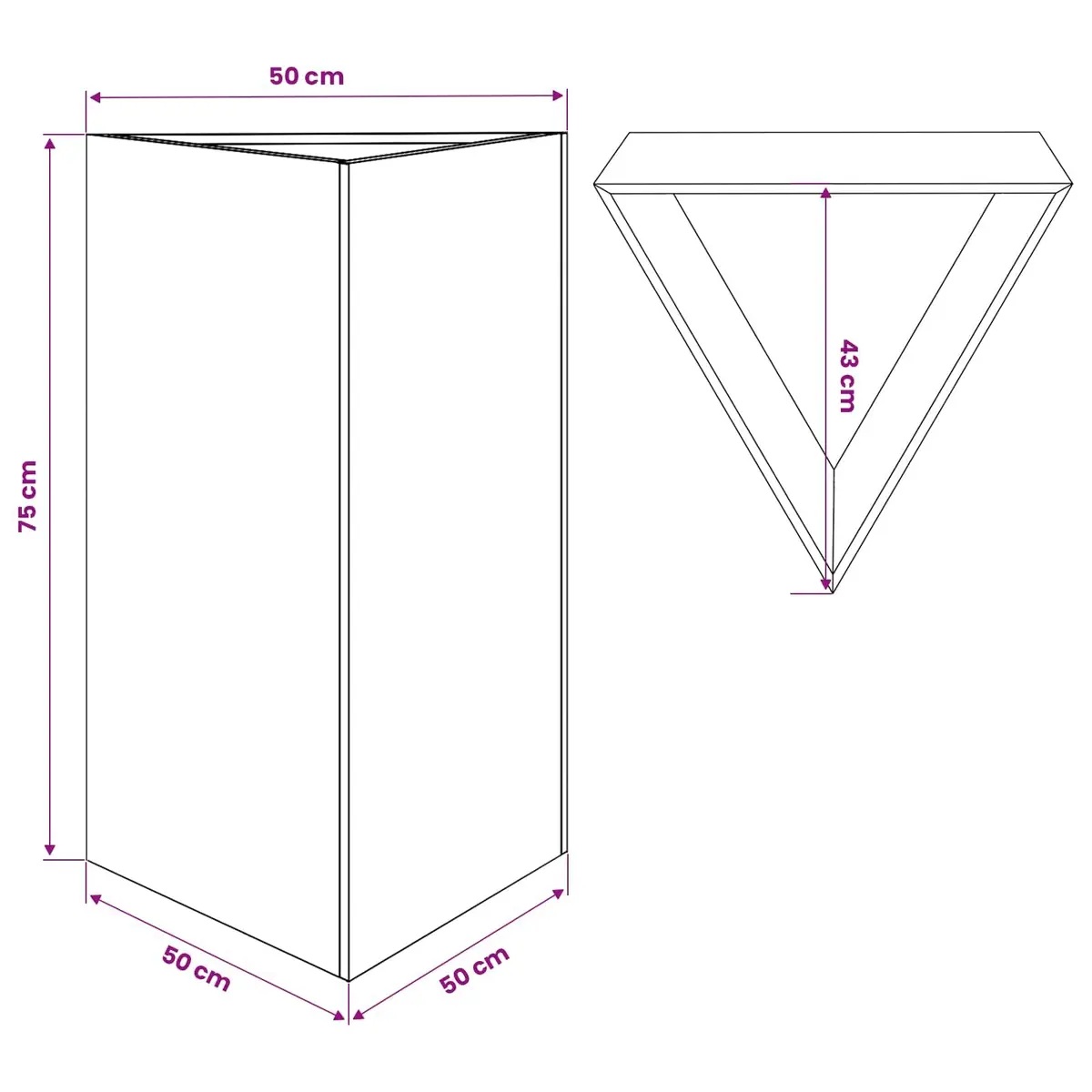 Triangular Planter Black Steel Outdoor 50x43x75cm for Gardens Balconies Patios