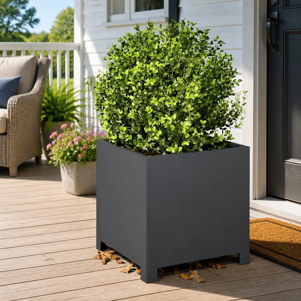Garden Planters 2pcs Anthracite 40x40x40cm Outdoor Pots Decor Balcony Patio
