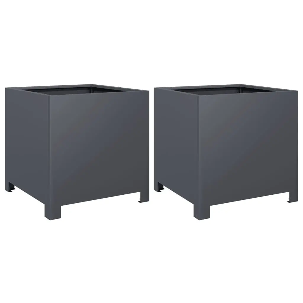 Garden Planters 2pcs Anthracite 40x40x40cm Outdoor Pots Decor Balcony Patio