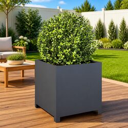 Versatile 50x50x50cm Anthracite Steel Planter for Gardens