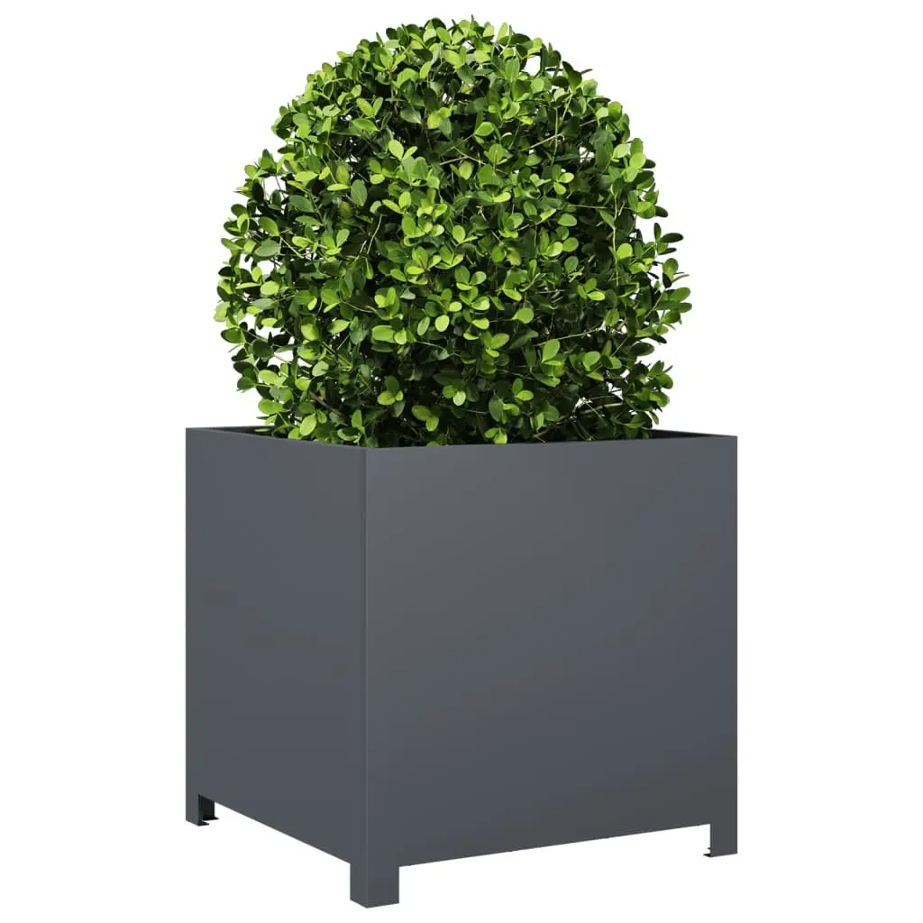 Steel Garden Planter Outdoor Anthracite 50x50x50cm Raised Bed for Plants and Vegetables