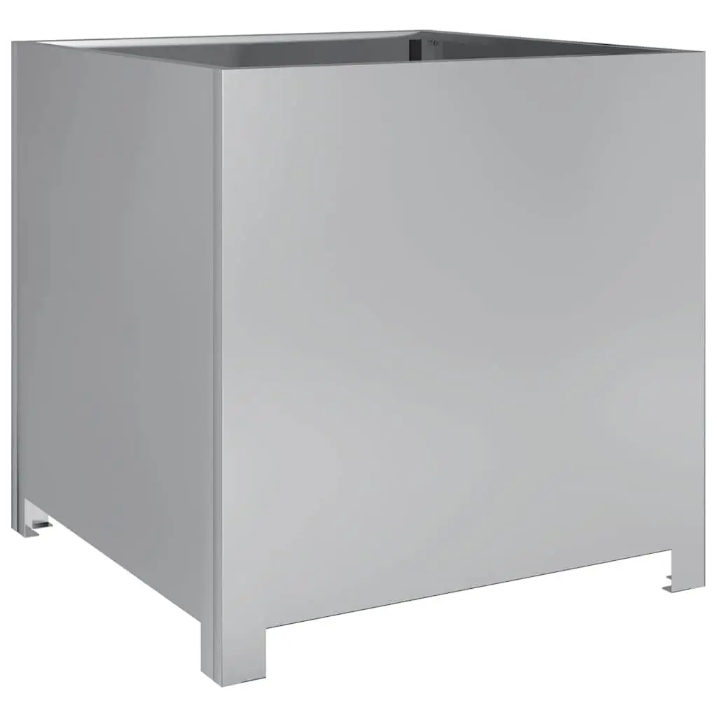 Square Raised Bed Planter Galvanised Steel 50cm Outdoor Silver