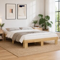 Functional Solid Oak Bed Frame 135x190 cm for Your Home