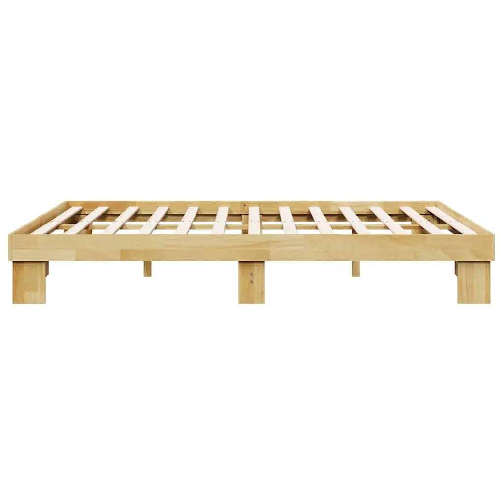 Solid Wood Bed Frame 135x190 cm Oak Slatted Base Storage Bedroom Furniture