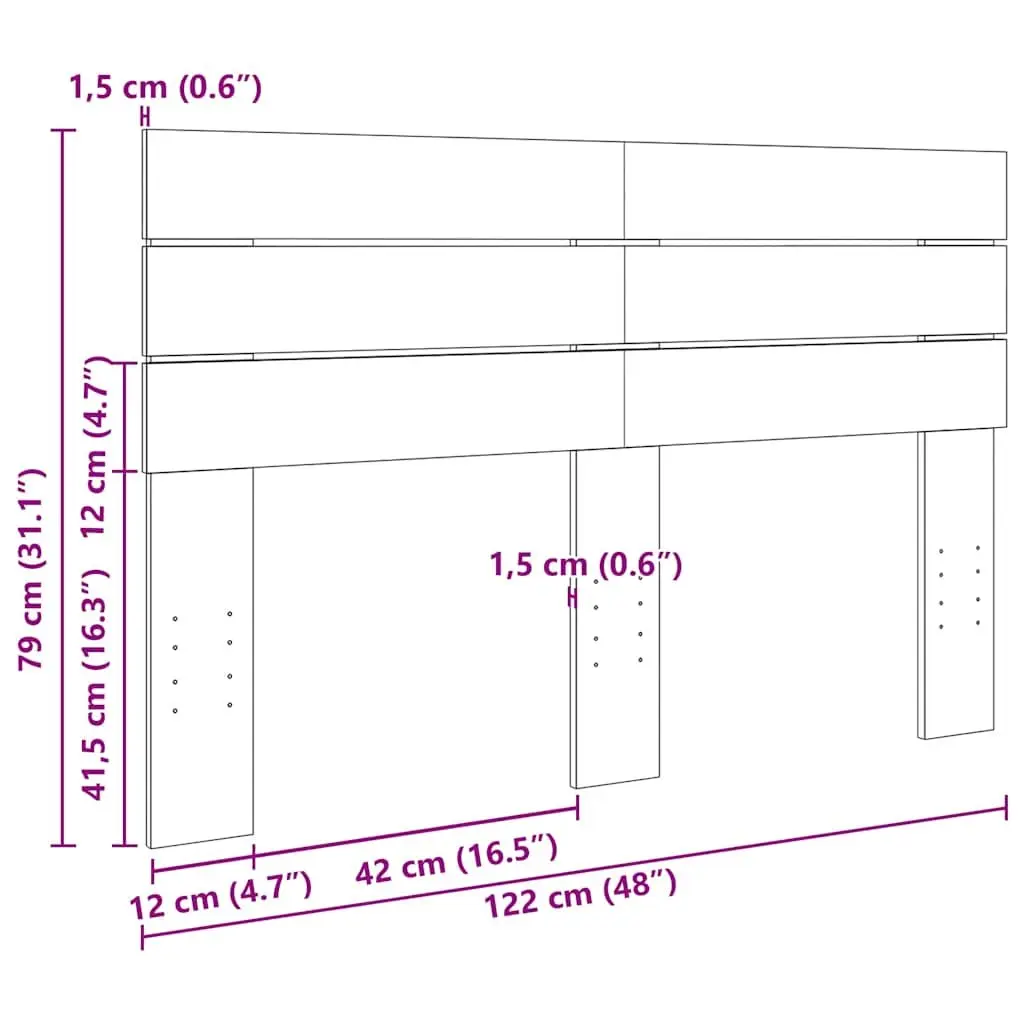 Headboard 120 cm Solid Wood Oak Brown Bedroom Bed Frame Support Backrest