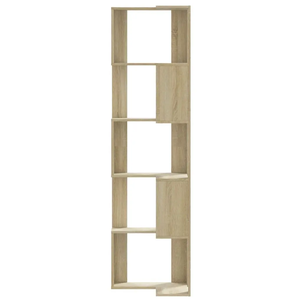 5TierCornerBookshelfEngineeredWoodBrownSonomaOakCompactStorageDisplayUnit
