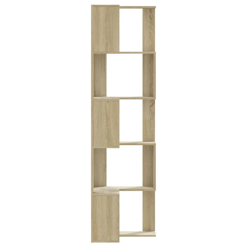 5TierCornerBookshelfEngineeredWoodBrownSonomaOakCompactStorageDisplayUnit