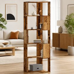 Practical 5-Tier Brown Corner Bookcase for Your Home