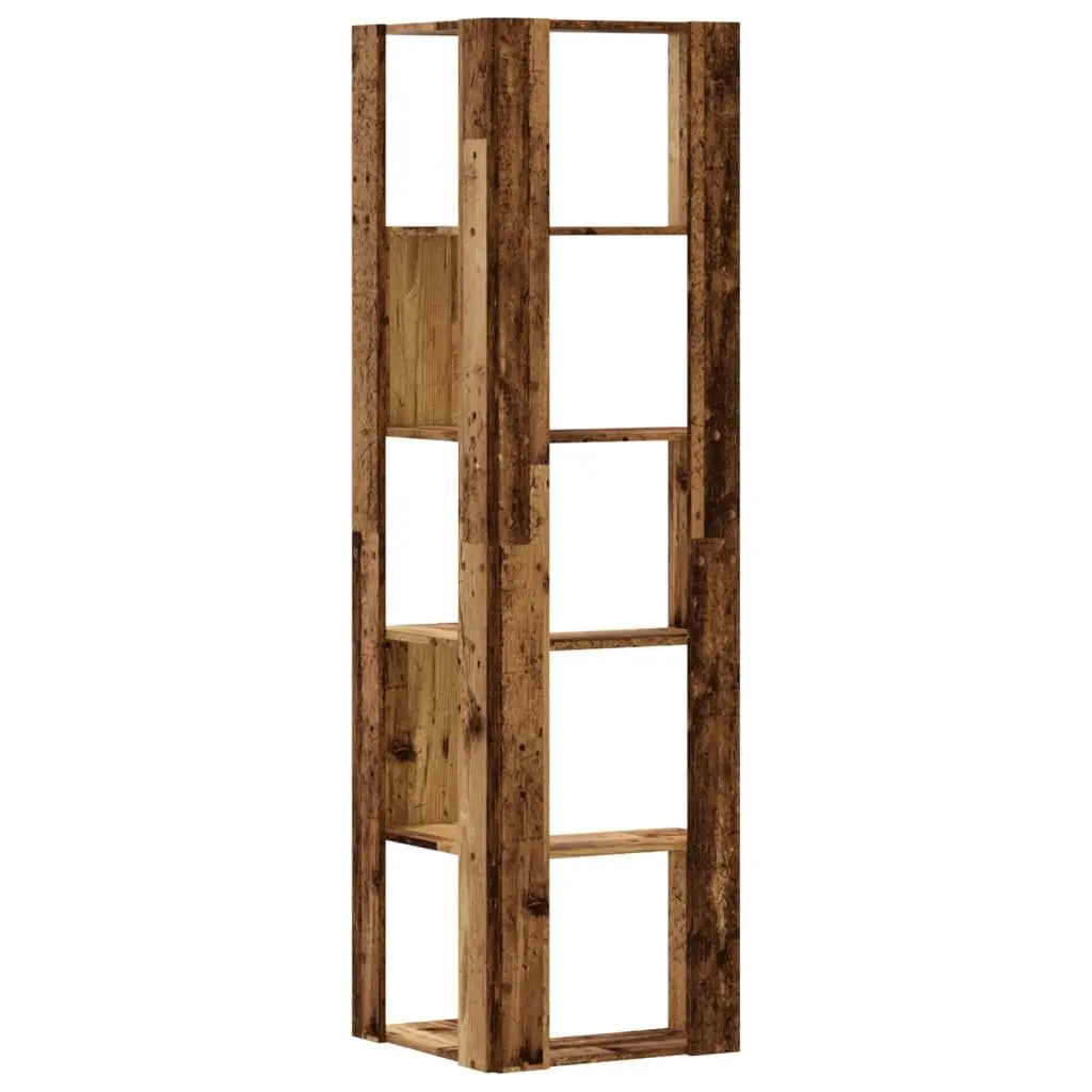 Corner Bookcase Engineered Wood 50x50x179cm Brown 5-Tier Standing Shelf Storage Display Unit