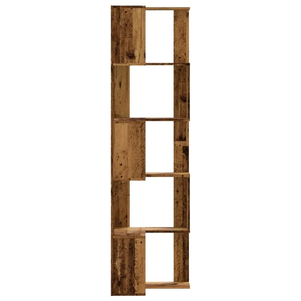 Corner Bookcase Engineered Wood 50x50x179cm Brown 5-Tier Standing Shelf Storage Display Unit