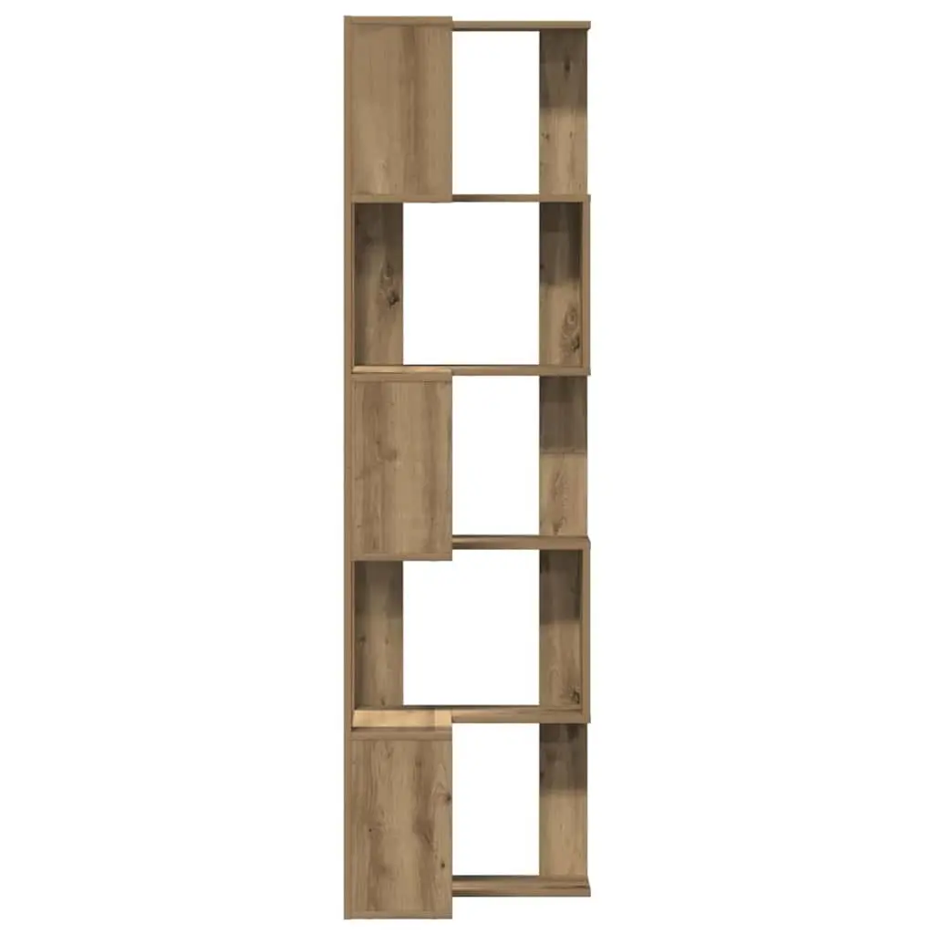 Corner Bookcase 5-Tier Brown Engineered Wood Shelving Unit 50x50x179cm