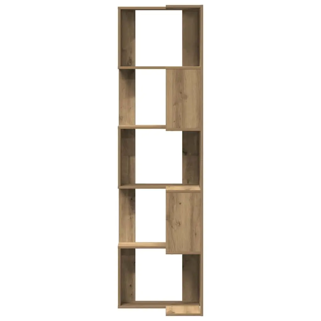 Corner Bookcase 5-Tier Brown Engineered Wood Shelving Unit 50x50x179cm