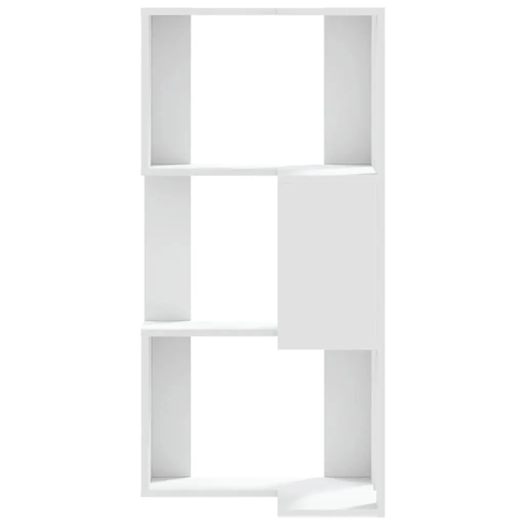 3 Tier Corner Shelf White Engineered Wood Storage Unit Display Bookcase