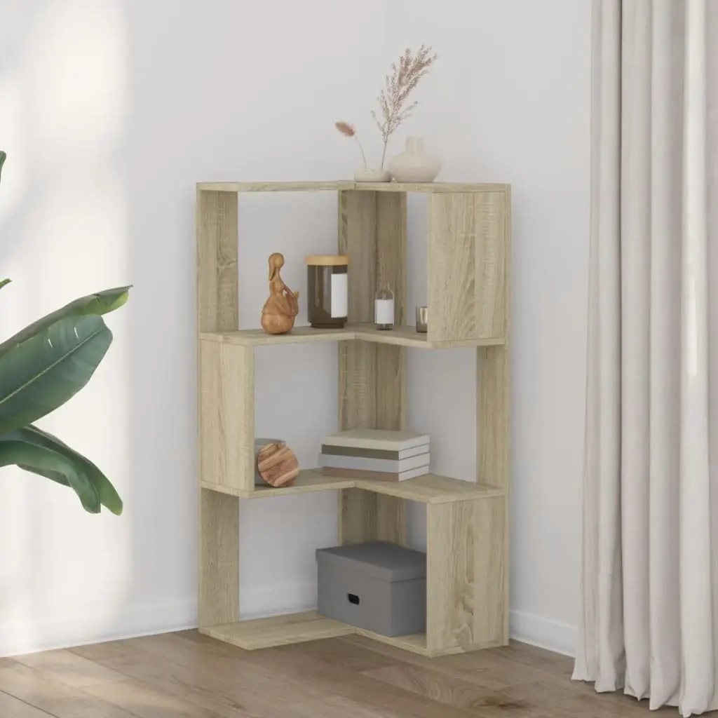 Corner Bookcase 3-Tier Storage Shelf Compact Display Unit for Living Room