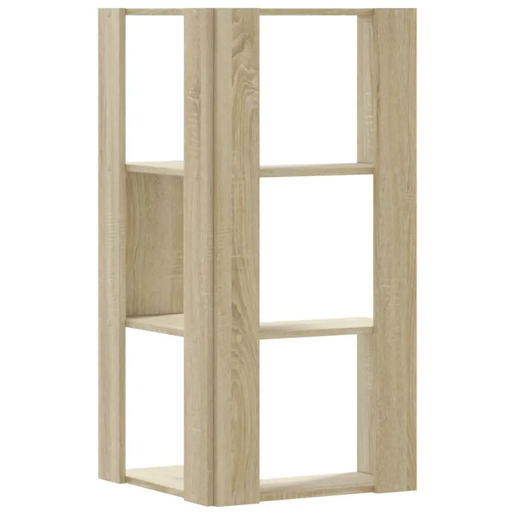 Corner Bookcase 3-Tier Storage Shelf Compact Display Unit for Living Room