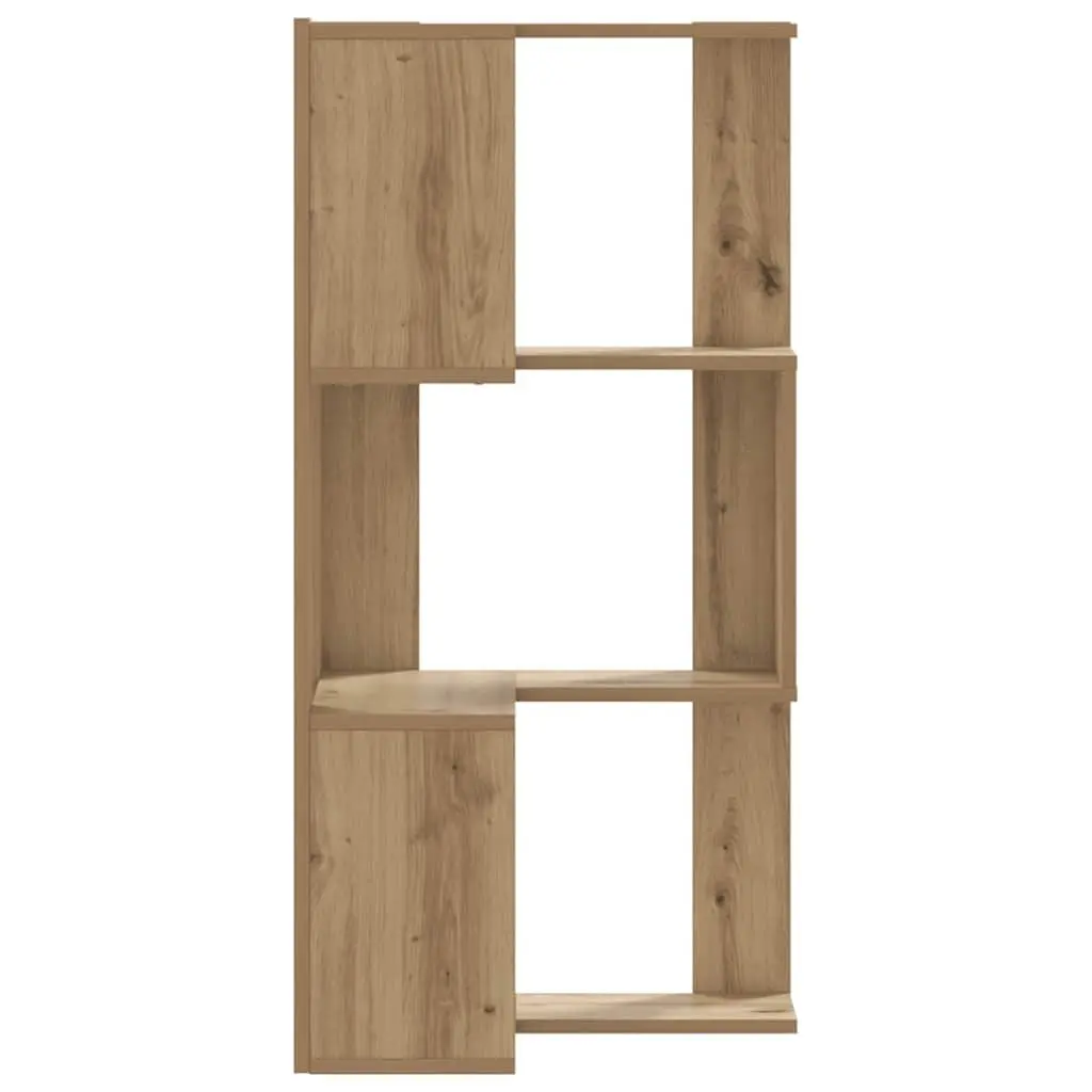 Corner Bookcase 3-Tier Compact Storage Shelving Unit Brown Wood Furniture