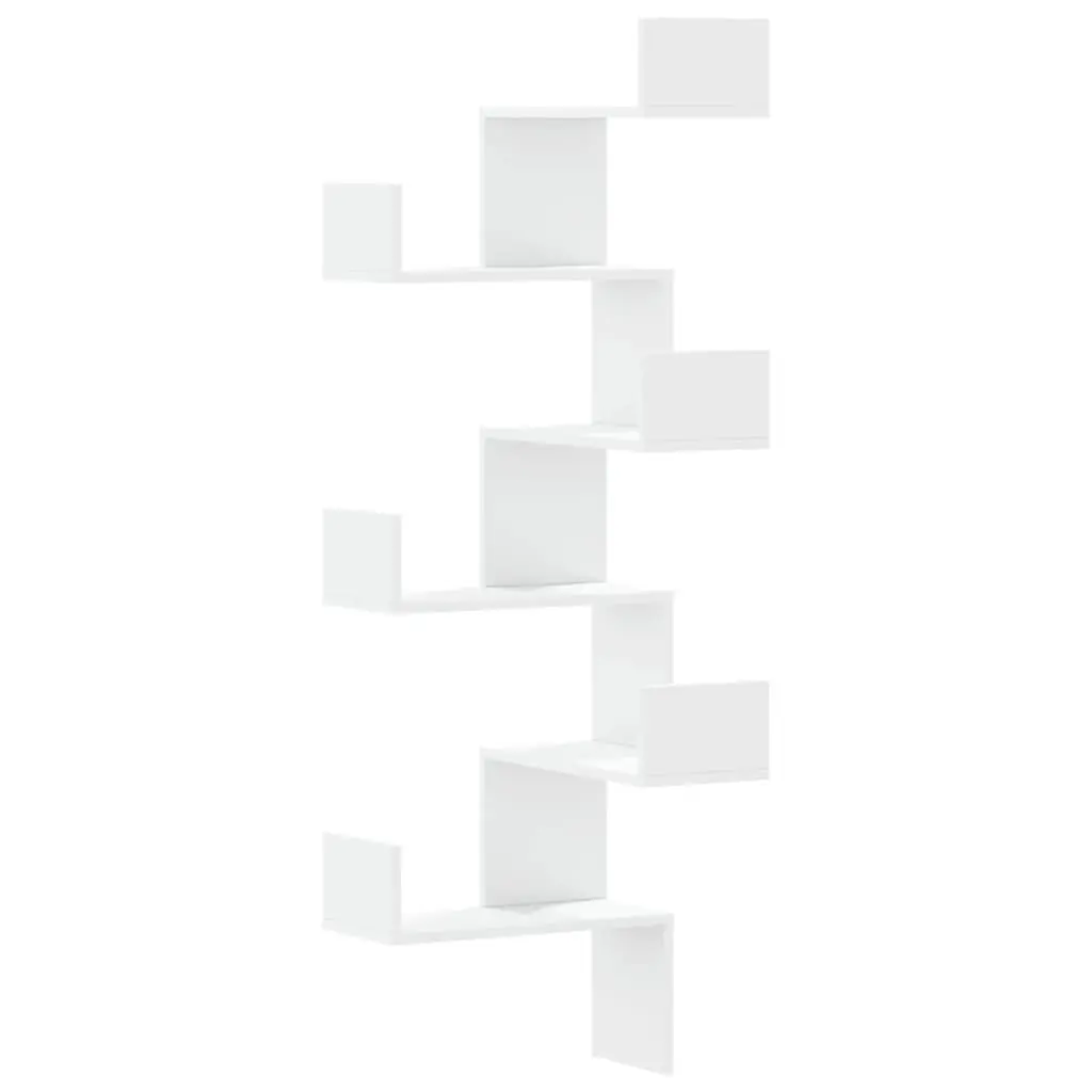 Corner Shelf Engineered Wood White 45x45x147cm Storage Unit for Living Room Bedroom