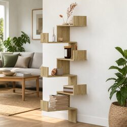 Wall Corner Shelf Sonoma Oak Brown 45x45x147cm Storage Display Shelving Unit