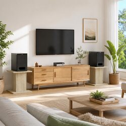 Practical Brown Engineered Wood Speaker Stands - Set of 2