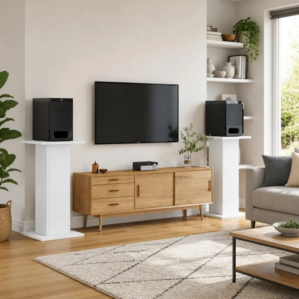 Speaker Stands Engineered Wood 30x30x80 cm White 2 Piece