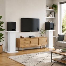 Functional Speaker Stands 2 pcs in White, Perfect for Home