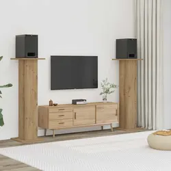Practical Brown Speaker Stands for Home Use