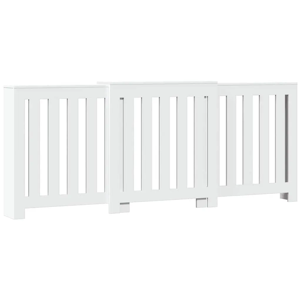 Radiator Cover White 205 x 21.5 x 83.5 cm Slatted Cabinet Shelf Living Room