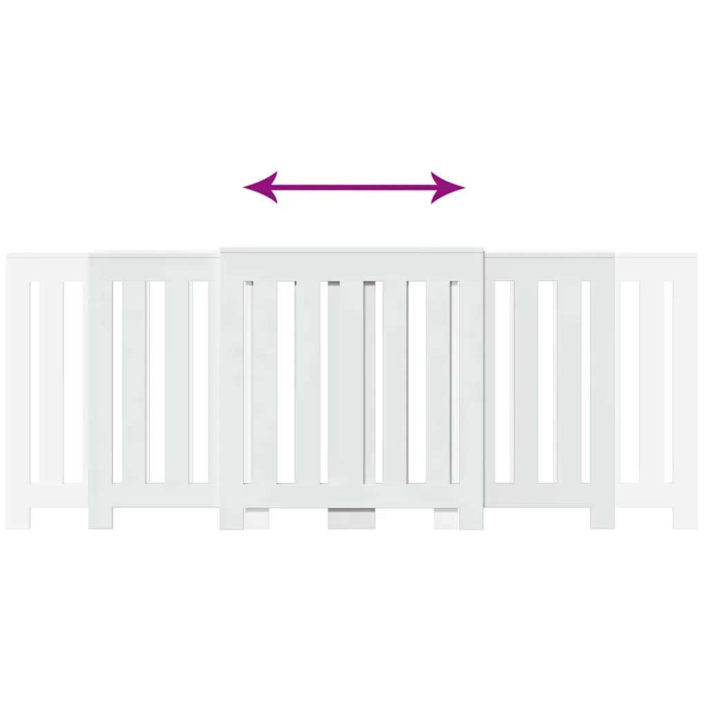 Radiator Cover White 205 x 21.5 x 83.5 cm Slatted Cabinet Shelf Living Room