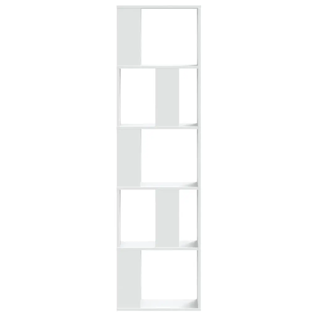 Bookcase Engineered Wood 5-Tier White 45x23.5x162.5 cm