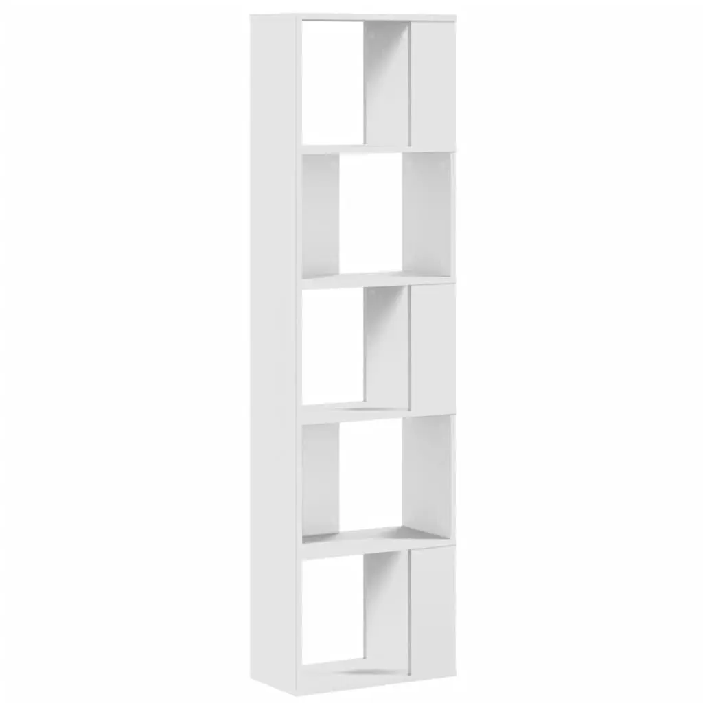 Bookcase Engineered Wood 5-Tier White 45x23.5x162.5 cm