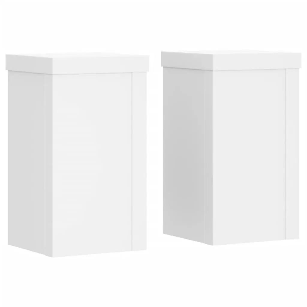 Plant Stands Engineered Wood White 10cm x 10cm x 18cm Modern Minimalist 2 Piece Set