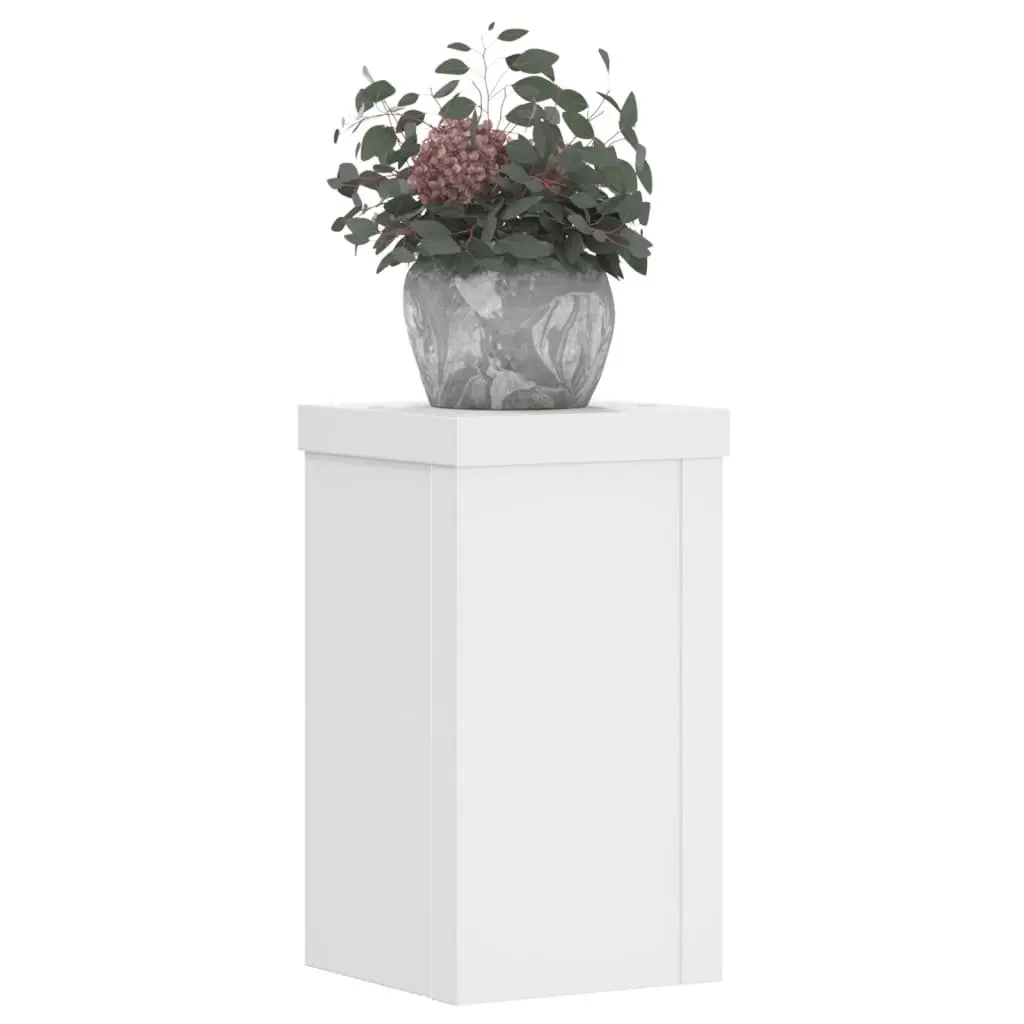 Plant Stands Engineered Wood White 10cm x 10cm x 18cm Modern Minimalist 2 Piece Set