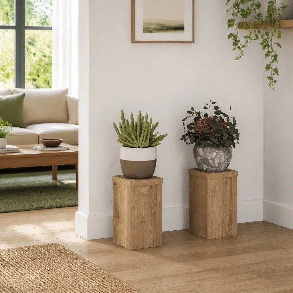 Plant Stands 2 pcs Brown Engineered Wood 10x10x18 cm Flower Pot Display