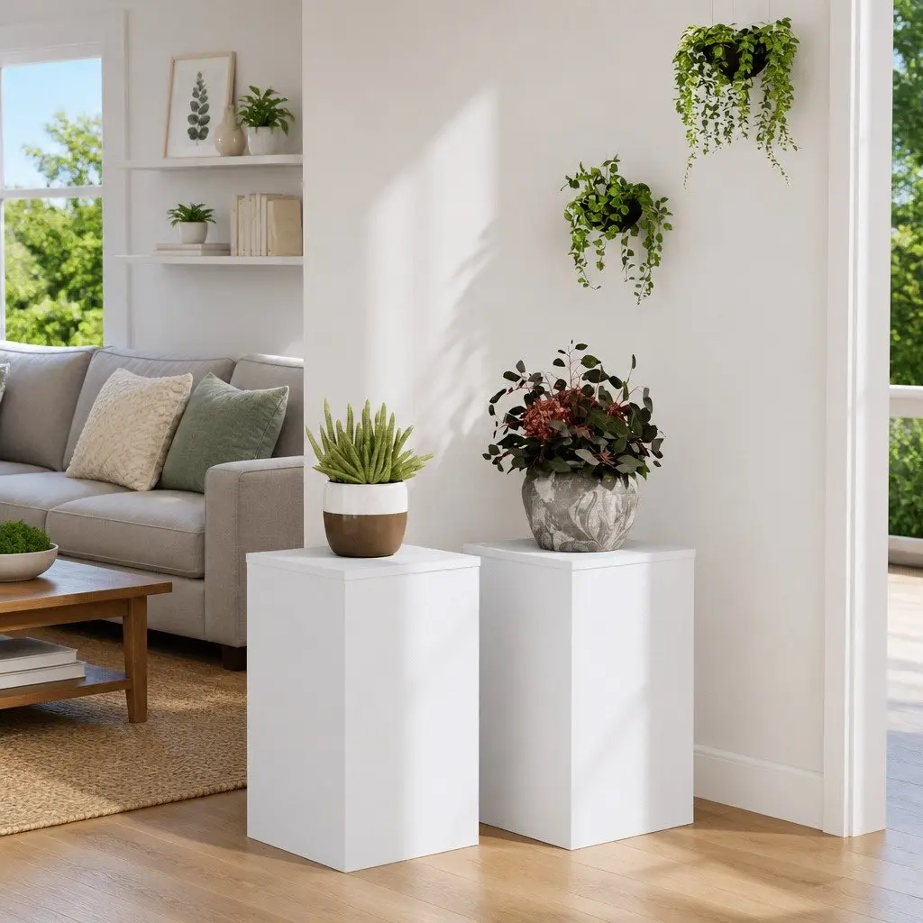 Plant Stands Engineered Wood White 30x30x50cm 2 Pieces Indoor Display for Plants and Decor