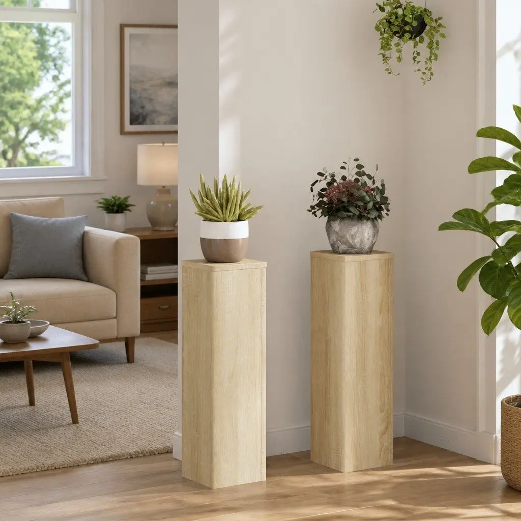 Plant Stands Engineered Wood 17x17x60 cm 2 Pieces Sonoma Oak Flower Display