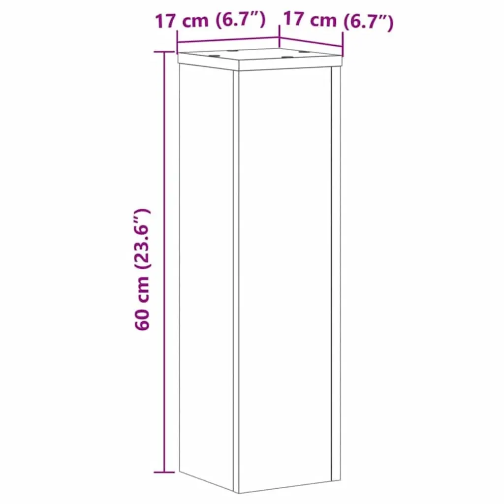 Plant Stands Brown Engineered Wood 17x17x60 cm Display Set of 2